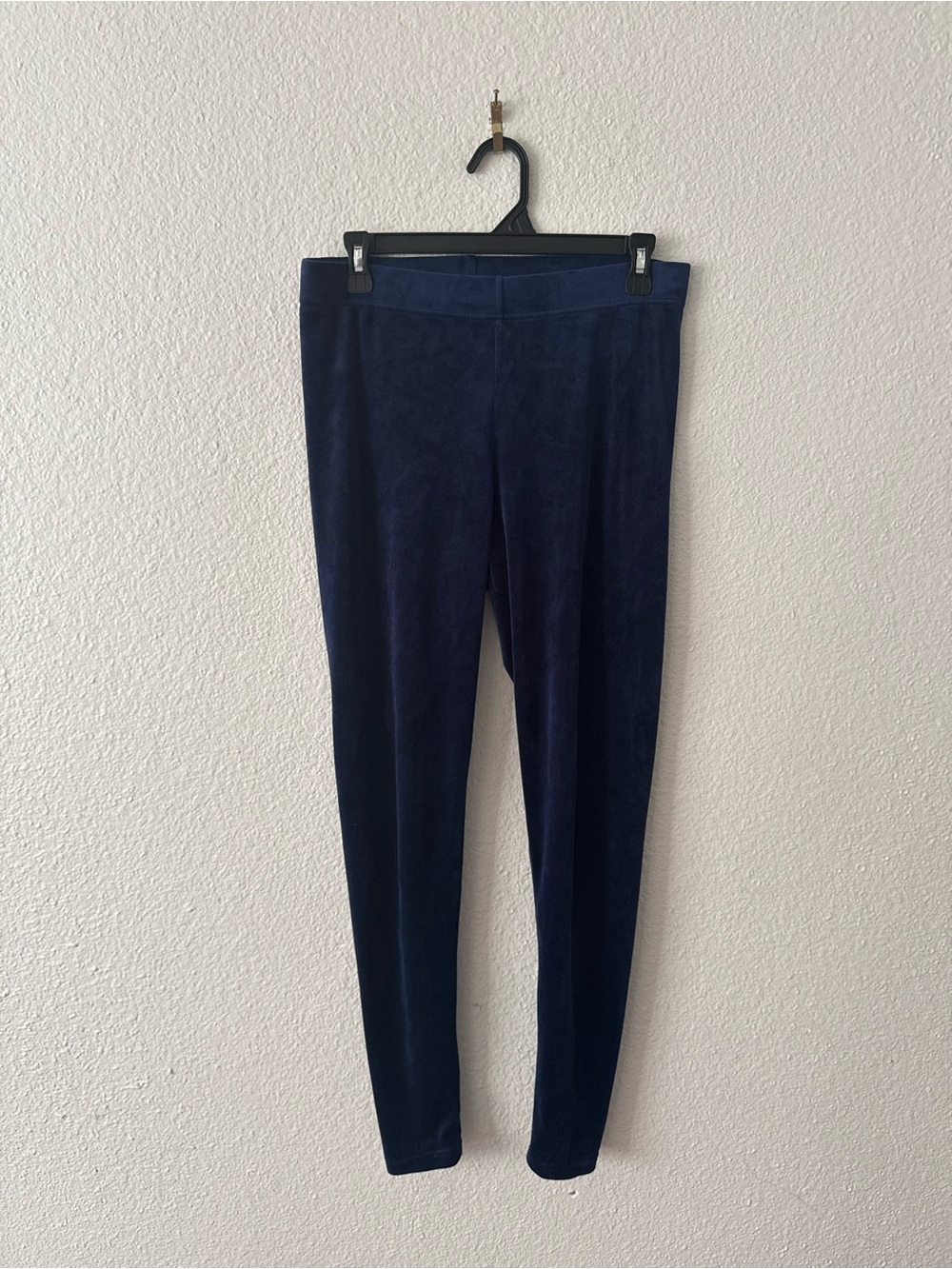 Navy Blue Soft Velvet Leggings Size L
